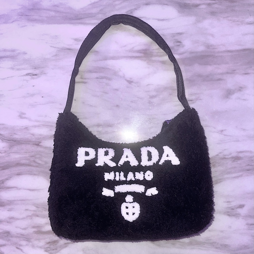 Used Prada Re-Edition 2000 terry fur mini shoulder bag